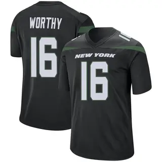 New York Jets Men's Chandler Worthy Game Stealth Jersey - Black