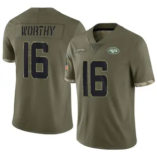New York Jets Men's Chandler Worthy Limited 2022 Salute To Service Jersey - Olive