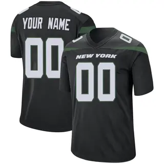 New York Jets Men's Custom Game Stealth Jersey - Black