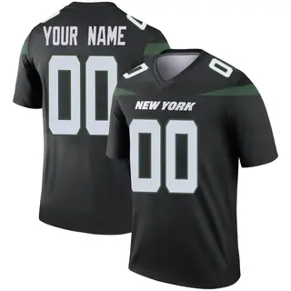 New York Jets Men's Custom Legend Stealth Color Rush Jersey - Black