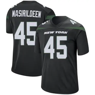 New York Jets Men's Hamsah Nasirildeen Game Stealth Jersey - Black