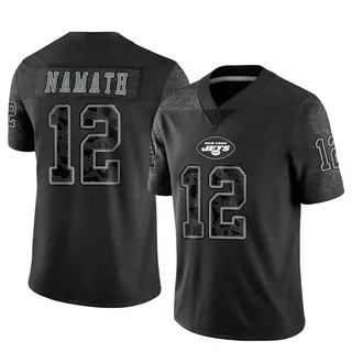 New York Jets Men's Joe Namath Limited Reflective Jersey - Black