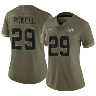 New York Jets Women's Bilal Powell Limited 2022 Salute To Service Jersey - Olive