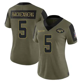 New York Jets Women's Christian Hackenberg Limited 2021 Salute To Service Jersey - Olive
