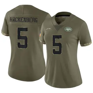 New York Jets Women's Christian Hackenberg Limited 2022 Salute To Service Jersey - Olive