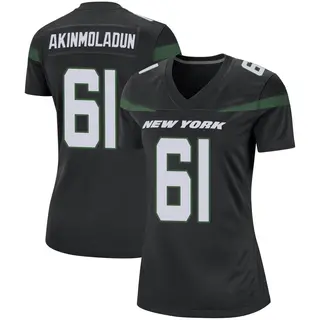 New York Jets Women's Freedom Akinmoladun Game Stealth Jersey - Black