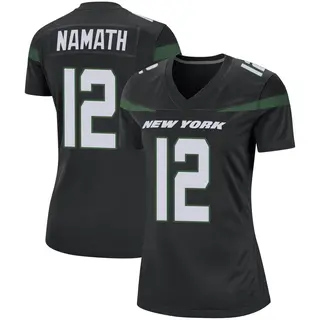 New York Jets Women's Joe Namath Game Stealth Jersey - Black