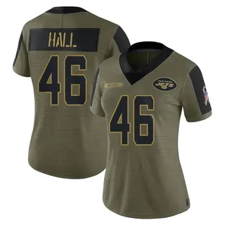 New York Jets Women's Maalik Hall Limited 2021 Salute To Service Jersey - Olive