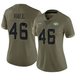 New York Jets Women's Maalik Hall Limited 2022 Salute To Service Jersey - Olive