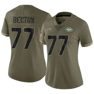 New York Jets Women's Mekhi Becton Limited 2022 Salute To Service Jersey - Olive