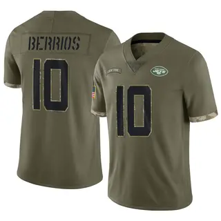 New York Jets Youth Braxton Berrios Limited 2022 Salute To Service Jersey - Olive