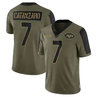 New York Jets Youth Chandler Catanzaro Limited 2021 Salute To Service Jersey - Olive