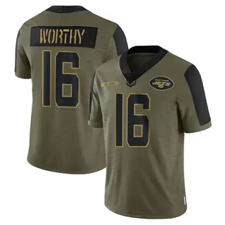 New York Jets Youth Chandler Worthy Limited 2021 Salute To Service Jersey - Olive