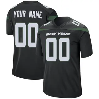New York Jets Youth Custom Game Stealth Jersey - Black