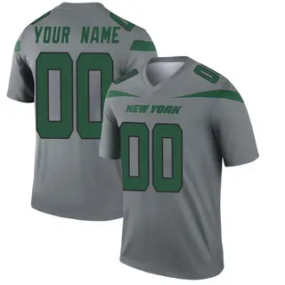 New York Jets Youth Custom Legend Inverted Jersey - Gray