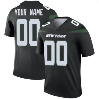 New York Jets Youth Custom Legend Stealth Color Rush Jersey - Black
