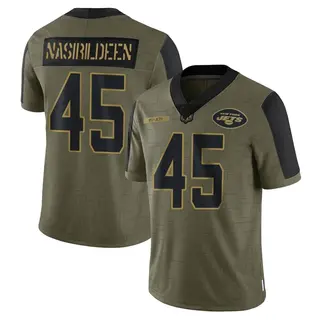 New York Jets Youth Hamsah Nasirildeen Limited 2021 Salute To Service Jersey - Olive