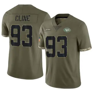 New York Jets Youth Kameron Cline Limited 2022 Salute To Service Jersey - Olive