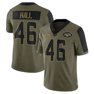 New York Jets Youth Maalik Hall Limited 2021 Salute To Service Jersey - Olive