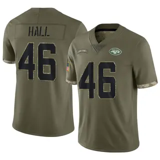 New York Jets Youth Maalik Hall Limited 2022 Salute To Service Jersey - Olive