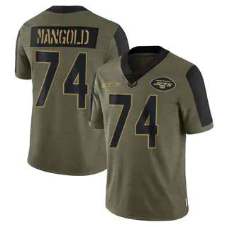 New York Jets Youth Nick Mangold Limited 2021 Salute To Service Jersey - Olive