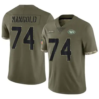 New York Jets Youth Nick Mangold Limited 2022 Salute To Service Jersey - Olive