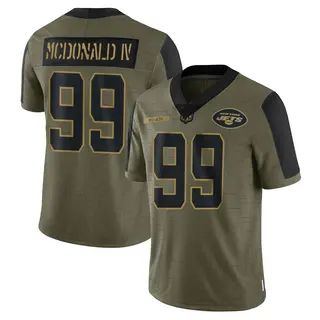New York Jets Youth Will McDonald IV Limited 2021 Salute To Service Jersey - Olive