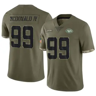 New York Jets Youth Will McDonald IV Limited 2022 Salute To Service Jersey - Olive