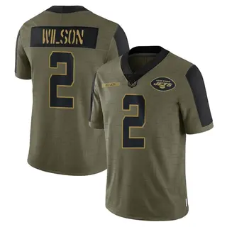 New York Jets Youth Zach Wilson Limited 2021 Salute To Service Jersey - Olive