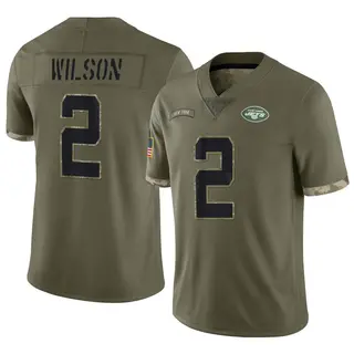 New York Jets Youth Zach Wilson Limited 2022 Salute To Service Jersey - Olive